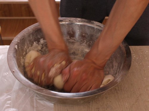 Kneeding the dough